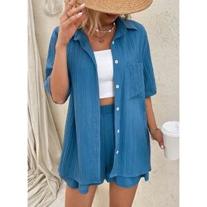 Shein blue matching summer set small #65 NWOT